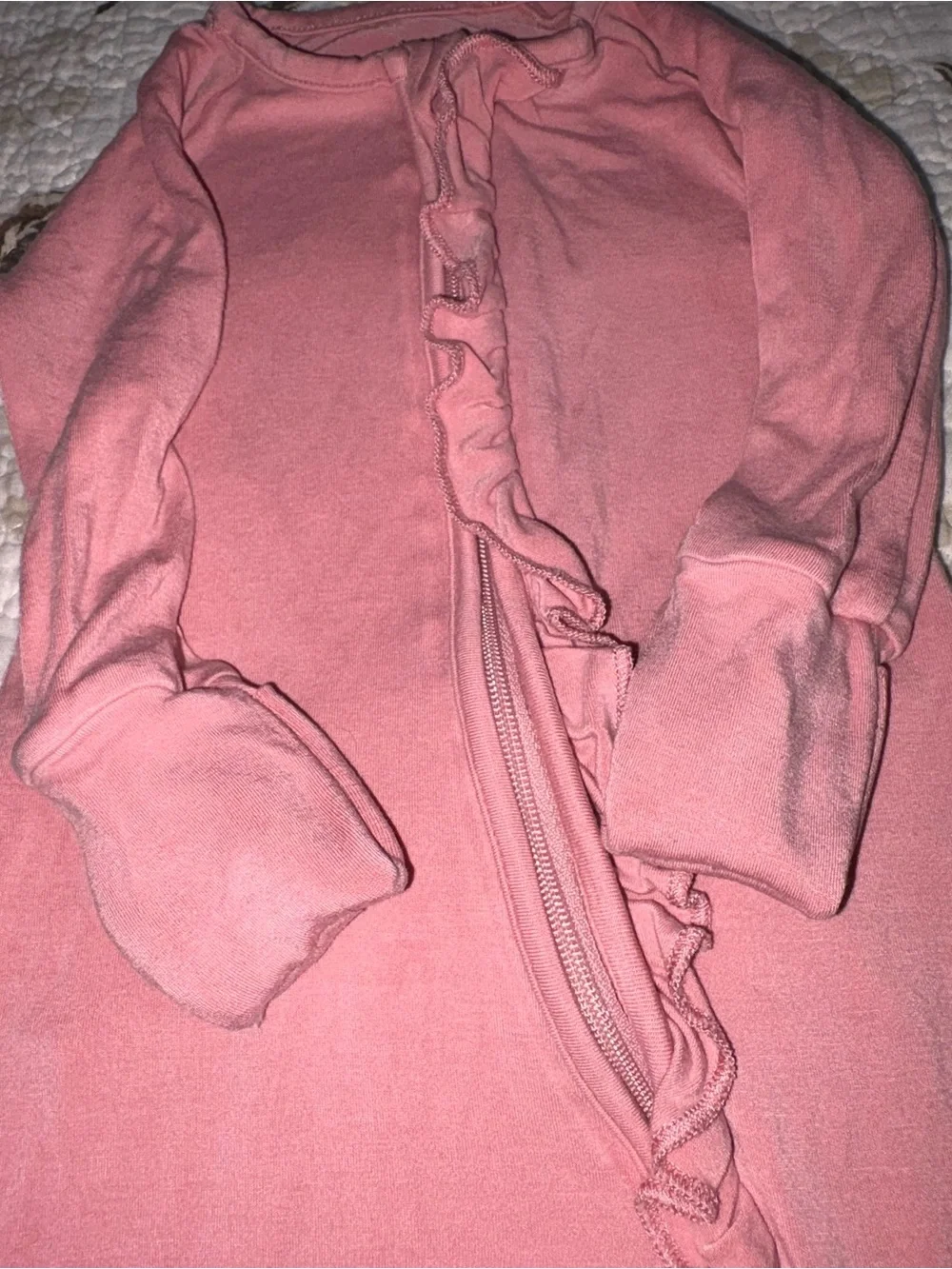 Little Sleepies Pink Rose Ruffle Bamboo Footie Pajamas Baby Girl 0-3 months